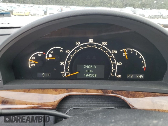 2002 Mercedes-Benz S-Class 5.0L with VIN WDBNG75J32A290483, listed as a Copart auction lot 79610994 with 194,508 mi miles and Salvage Title. Bid and sale history available at carsss.com. Image 9.