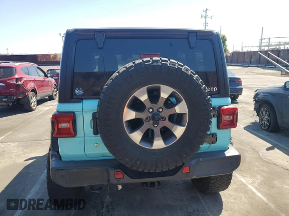 2020 Jeep Wrangler Unlimited Sahara with VIN 1C4HJXENXLW278631, listed as a Copart auction lot 52433445 with 76,715 mi miles and Salvage Title. Bid and sale history available at carsss.com. Image 6.
