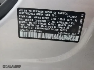 2015 Volkswagen Passat 1.8T Limited Edition with VIN 1VWAT7A31FC115420, listed as a Copart auction lot 48916295 with 111,166 mi miles and Salvage Title. Bid and sale history available at carsss.com. Image 14.