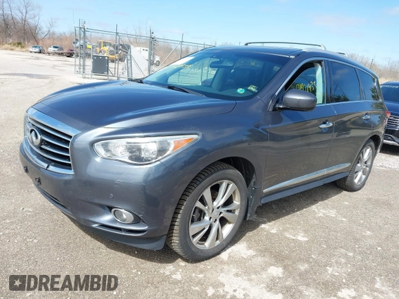 2013 Infiniti JX35 with VIN 5N1AL0MM5DC341869, listed as a IAAI auction lot 41921935 with 126,897 mi miles and . Bid and sale history available at DreamBid. Image 2.