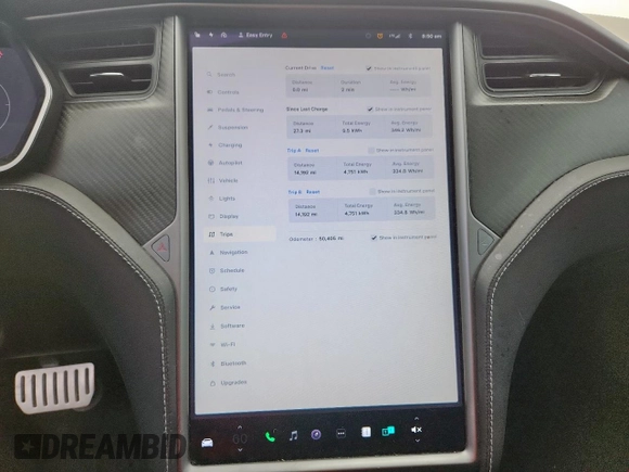 2021 Tesla Model S 75D with VIN 5YJSA1E42MF426965, listed as a Copart auction lot 63052185 with 50,405 mi miles and Salvage title. Bid and sale history available at DreamBid. Image 9.