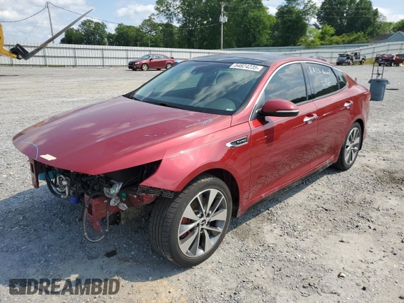 2016 Kia Optima SX Turbo with VIN 5XXGW4L27GG095764, listed as a Copart auction lot 54824235 with 87,231 mi miles and Salvage title. Bid and sale history available at DreamBid. Image 1.