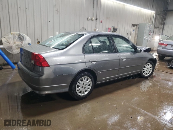 2005 Honda Civic LX with VIN 2HGES16585H511369, listed as a Copart auction lot 50573995 with 134,894 mi miles and Salvage Title. Bid and sale history available at DreamBid. Image 3.