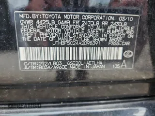 2010 Lexus IS 250 with VIN JTHBF5C24A2098391, listed as a Copart auction lot 60472255 with Not provided miles and Salvage title. Bid and sale history available at DreamBid. Image 12.