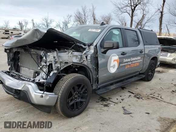 2023 Chevrolet Silverado 1500 Custom with VIN 1GCPDBEK3PZ142177, listed as a Copart auction lot 84017994 with 21,862 mi miles and Salvage Title. Bid and sale history available at DreamBid. Image 1.
