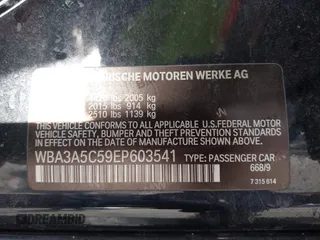 2014 BMW 3 Series 328i with VIN WBA3A5C59EP603541, listed as a IAAI auction lot 42006155 with 42,105 mi miles. Bid and sale history available at carsss.com. Image 9.
