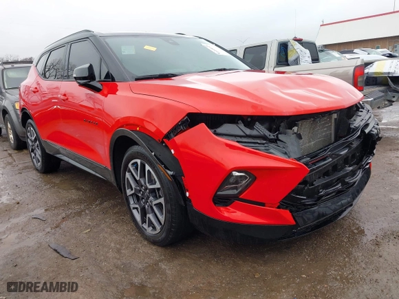 2024 Chevrolet Blazer RS with VIN 3GNKBERSXRS125413, listed as a IAAI auction lot 41448149 with 55,056 mi miles. Bid and sale history available at carsss.com. Image 1.