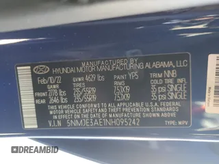 2022 Hyundai Tucson Limited with VIN 5NMJE3AE1NH095242, listed as a Copart auction lot 88007025 with 32,574 mi miles and Salvage Title. Bid and sale history available at carsss.com. Image 13.