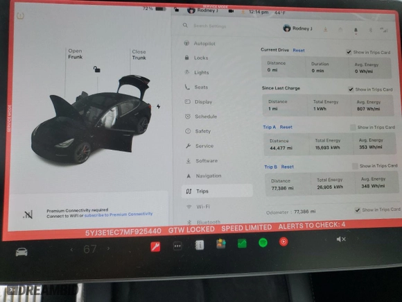 2021 Tesla Model 3 Performance with VIN 5YJ3E1EC7MF925440, listed as a Copart auction lot 52012485 with 77,386 mi miles and Salvage Title. Bid and sale history available at carsss.com. Image 9.