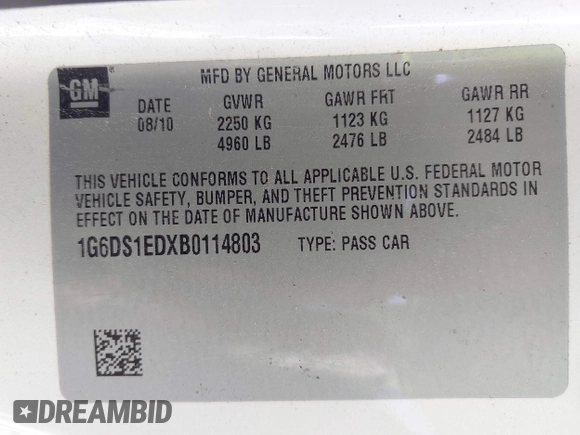 2011 Cadillac CTS Premium with VIN 1G6DS1EDXB0114803, listed as a IAAI auction lot 42000603 with 192,922 mi miles and . Bid and sale history available at carsss.com. Image 9.
