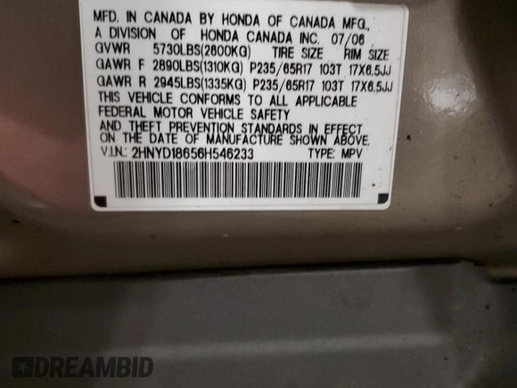 2006 Acura MDX Touring с VIN 2HNYD18656H546233, выставлен на аукционе Copart как лот 61069835 с пробегом 223 165 миль миль и Списание • Salvage title. История ставок и продаж доступна на DreamBid. Изображение 13.
