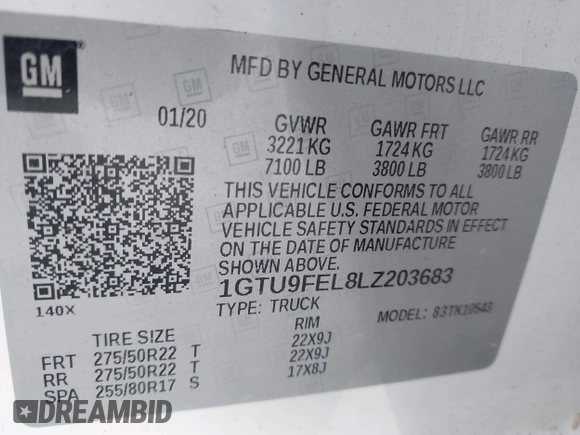 2020 GMC Sierra 1500 Denali z VIN 1GTU9FEL8LZ203683, wystawiony jako IAAI lot #42225894 z przebiegiem 42 577 mil mil oraz . Historia ofert i sprzedaży dostępna na DreamBid. Obrazek 9.