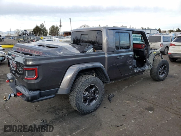 2021 Jeep Gladiator Rubicon with VIN 1C6JJTBG4ML504141, listed as a Copart auction lot 43367565 with 56,879 mi miles and Salvage title. Bid and sale history available at DreamBid. Image 3.