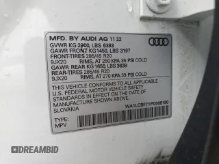 2023 Audi Q7 Premium Plus with VIN WA1LCBF71PD008190, listed as a Copart auction lot 60656225 with 18,154 mi miles and Salvage title. Bid and sale history available at DreamBid. Image 13.