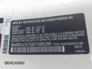 2013 MINI Hardtop with VIN WMWSU3C59DT686286, listed as a IAAI auction lot 41445969 with 85,214 mi miles and . Bid and sale history available at DreamBid. Image 9.