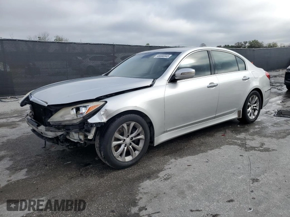 2013 Hyundai Genesis 3.8L z VIN KMHGC4DD8DU216781, wystawiony jako Copart lot #46666945 z przebiegiem Nie podano mil oraz Szkoda całkowita • Salvage title. Historia ofert i sprzedaży dostępna na DreamBid. Obrazek 1.
