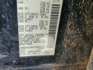 2015 Nissan Titan SL with VIN 1N6BA0EC9FN500417, listed as a Copart auction lot 72916604 with 190,701 mi miles and Salvage Title. Bid and sale history available at carsss.com. Image 12.