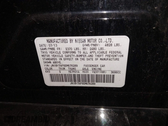 2014 Infiniti Q50 Premium with VIN JN1BV7AP6EM676289, listed as a IAAI auction lot 42304661 with 117,905 mi miles and . Bid and sale history available at DreamBid. Image 9.