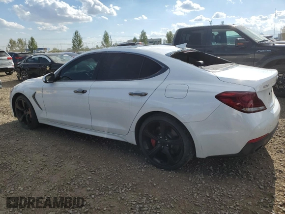 2021 Genesis G70 3.3T with VIN KMTG74LEXMU070081, listed as a Copart auction lot 72065504 with 73,851 mi miles and Clean Title. Bid and sale history available at carsss.com. Image 2.