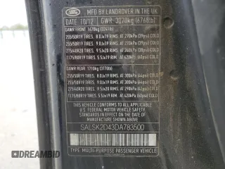 2013 Land Rover Range Rover Sport HSE Lux with VIN SALSK2D43DA783500, listed as a Copart auction lot 54438815 with Not Provided miles and Salvage Title. Bid and sale history available at DreamBid. Image 13.