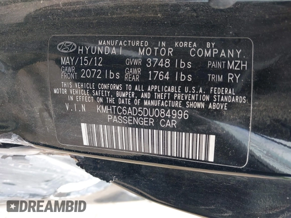 2013 Hyundai Veloster w/Black Int с VIN KMHTC6AD5DU084996, выставлен на аукционе IAAI как лот 42279292 с пробегом 179 460 миль миль и . История ставок и продаж доступна на DreamBid. Изображение 9.