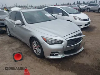2014 Infiniti Q50 Premium with VIN JN1BV7AP5EM686974, listed as a IAAI auction lot 41254629 with 91,348 mi miles. Bid and sale history available at carsss.com. Image 1.