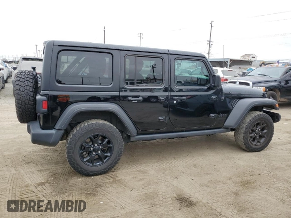 2022 Jeep Wrangler Unlimited Sport S with VIN 1C4HJXDG6NW141997, listed as a Copart auction lot 58938655 with 67,222 mi miles and Salvage title. Bid and sale history available at DreamBid. Image 4.