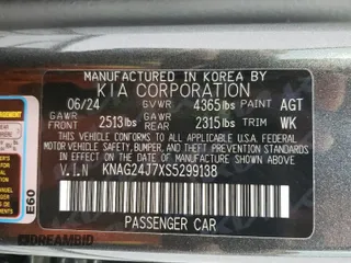 2025 Kia K5 LXS with VIN KNAG24J7XS5299138, listed as a Copart auction lot 48550915 with 8,709 mi miles and Clean Title. Bid and sale history available at carsss.com. Image 13.