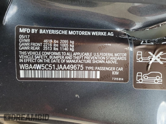2018 BMW 4 Series 430i xDrive with VIN WBA4W5C51JAA49675, listed as a Copart auction lot 45585095 with Not provided miles and Salvage title. Bid and sale history available at DreamBid. Image 12.