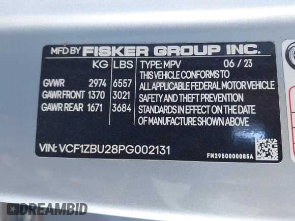 2023 Fisker Ocean One с VIN VCF1ZBU28PG002131, выставлен на аукционе IAAI как лот 42767500 с пробегом Не указан миль и . История ставок и продаж доступна на DreamBid. Изображение 9.