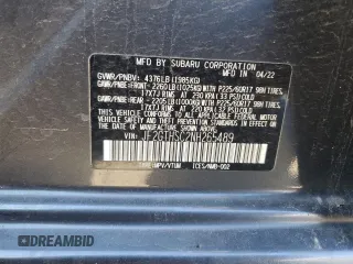 2022 Subaru Crosstrek Special Sports with VIN JF2GTHSC2NH265489, listed as a Copart auction lot 88752765 with Not provided miles and Salvage title. Bid and sale history available at DreamBid. Image 14.