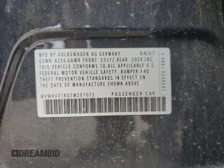 2007 Volkswagen GTI с VIN WVWHV71K07W251072, выставлен на аукционе Copart как лот 70442124 с пробегом 166 255 миль миль и Списание • Salvage title. История ставок и продаж доступна на DreamBid. Изображение 12.