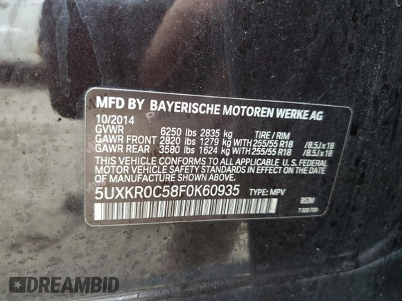 2015 BMW X5 xDrive35i z VIN 5UXKR0C58F0K60935, wystawiony jako Copart lot #50938855 z przebiegiem 129 232 mil mil oraz Czysty tytuł • Clean title. Historia ofert i sprzedaży dostępna na DreamBid. Obrazek 12.