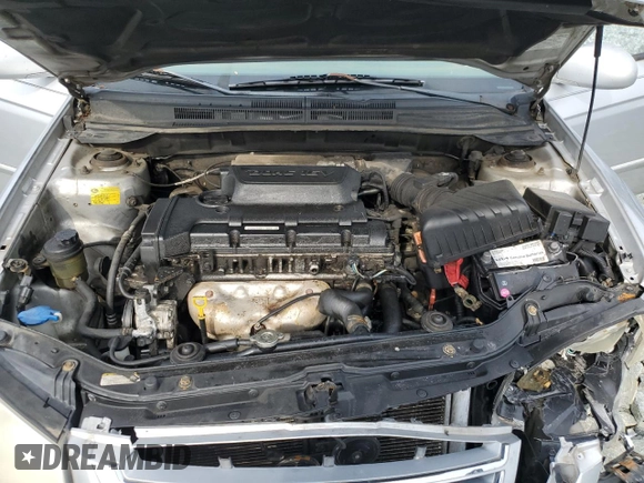 2007 Kia Spectra EX with VIN KNAFE121375410633, listed as a Copart auction lot 57424305 with Not provided miles and Salvage title. Bid and sale history available at DreamBid. Image 11.