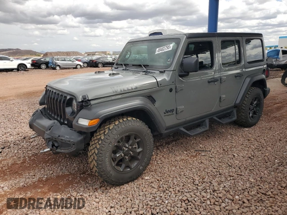 2022 Jeep Wrangler Unlimited Willys with VIN 1C4HJXDN8NW241324, listed as a Copart auction lot 49403795 with 25,727 mi miles and Salvage Title. Bid and sale history available at DreamBid. Image 1.