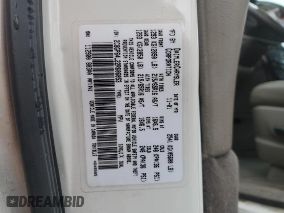 2002 Chrysler Town & Country Limited with VIN 2C8GP64L22R606053, listed as a Copart auction lot 44357905 with Not Provided miles and Salvage Title. Bid and sale history available at carsss.com. Image 12.