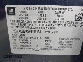 2015 GMC Terrain SLE with VIN 2GKALREK3F6405168, listed as a IAAI auction lot 42115773 with 99,943 mi miles and . Bid and sale history available at DreamBid. Image 9.