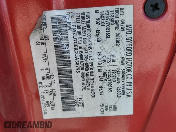 2003 Ford Explorer Sport XLS z VIN 1FMZU70EX3UA38795, wystawiony jako Copart lot #78794334 z przebiegiem 193 925 mil mil oraz Szkody całkowita. Historia ofert i sprzedaży dostępna na DreamBid. Obrazek 12.
