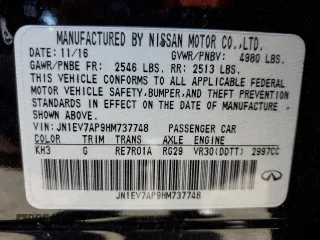 2017 Infiniti Q50 Premium z VIN JN1EV7AP9HM737748, wystawiony jako Copart lot #53266615 z przebiegiem 117 489 mil mil oraz Szkoda całkowita • Salvage title. Historia ofert i sprzedaży dostępna na DreamBid. Obrazek 13.