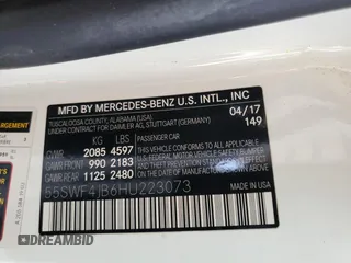 2017 Mercedes-Benz C 300 with VIN 55SWF4JB6HU223073, listed as a Copart auction lot 62393865 with 95,400 mi miles and Salvage title. Bid and sale history available at DreamBid. Image 12.