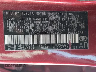 2007 Toyota Corolla CE с VIN 2T1BR30E87C753352, выставлен на аукционе Copart как лот 56982405 с пробегом 120 795 миль миль и Списание • Salvage title. История ставок и продаж доступна на DreamBid. Изображение 13.