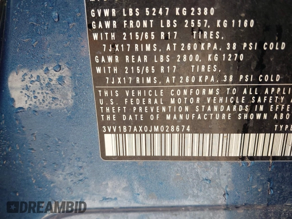 2018 Volkswagen Tiguan S с VIN 3VV1B7AX0JM028674, выставлен на аукционе IAAI как лот 42558427 с пробегом 104 562 миль миль и . История ставок и продаж доступна на DreamBid. Изображение 9.