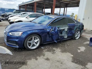 2018 Audi A5 Premium Plus with VIN WAUTNAF5XJA135051, listed as a Copart auction lot 55490655 with 28,152 mi miles and Salvage Title. Bid and sale history available at DreamBid. Image 1.