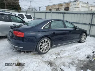 2014 Audi A8 3.0T with VIN WAURGAFD9EN002114, listed as a Copart auction lot 45370105 with 93,753 mi miles and Salvage title. Bid and sale history available at DreamBid. Image 3.