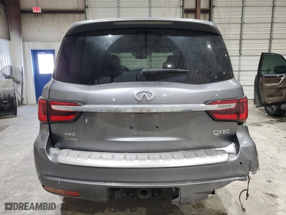 2021 Infiniti QX80 LUXE with VIN JN8AZ2AE8M9273368, listed as a Copart auction lot 45456675 with 62707 miles and Salvage Title. Bid and sale history available at carsss.com. Image 6.