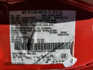 2002 Ford Mustang Deluxe z VIN 1FAFP44472F107630, wystawiony jako Copart lot #56256865 z przebiegiem 214 457 mil mil oraz Szkoda całkowita • Salvage title. Historia ofert i sprzedaży dostępna na DreamBid. Obrazek 12.