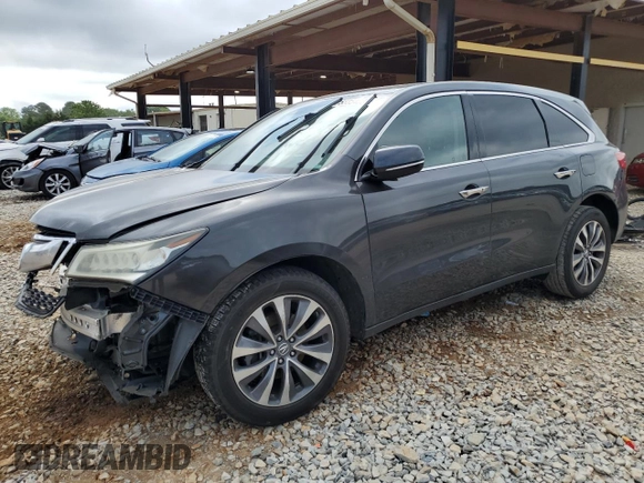2015 Acura MDX Technology z VIN 5FRYD3H6XFB008603, wystawiony jako Copart lot #55854225 z przebiegiem Nie podano mil oraz Szkoda całkowita • Salvage title. Historia ofert i sprzedaży dostępna na DreamBid. Obrazek 1.