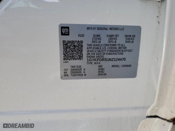 2022 Cadillac XT6 Premium Luxury with VIN 1GYKPDRS1NZ124470, listed as a Copart auction lot 83087194 with 40,789 mi miles and Salvage Title. Bid and sale history available at carsss.com. Image 13.