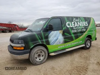2018 Chevrolet Express Cargo Van with VIN 1GCWGAFG9J1906904, listed as a Copart auction lot 47109625 with 146,396 mi miles and Clean Title. Bid and sale history available at carsss.com. Image 1.