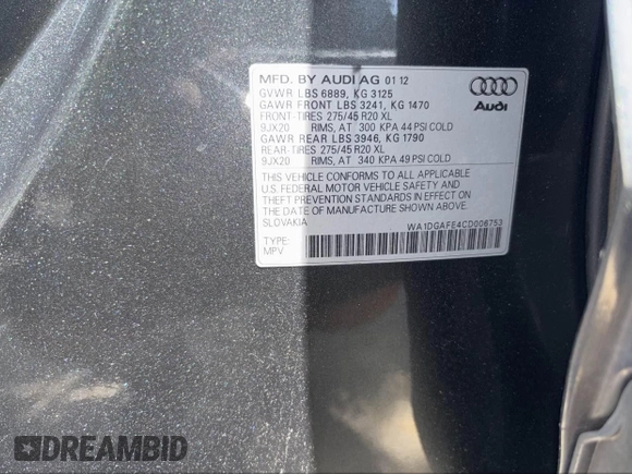 2012 Audi Q7 S line z VIN WA1DGAFE4CD006753, wystawiony jako IAAI lot #42770060 z przebiegiem 144 392 mil mil oraz . Historia ofert i sprzedaży dostępna na DreamBid. Obrazek 9.